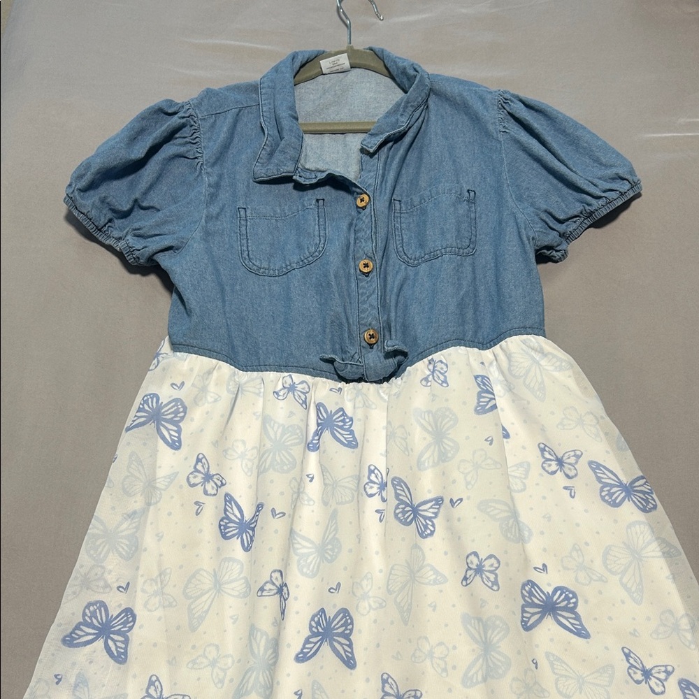Wonder Nation Denim and White Butterfly Dress